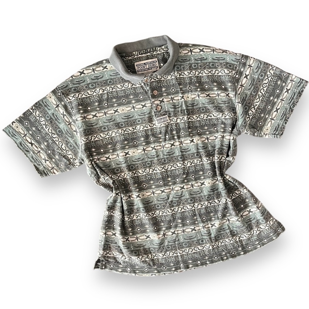 Point Zero Vintage Aztec Polo Tee Shirt